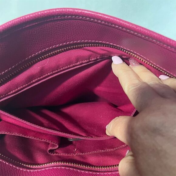 Coach Women's Raspberry Pebbled Leather Tote Bag Large Gold Hardware - Picture 12 of 16